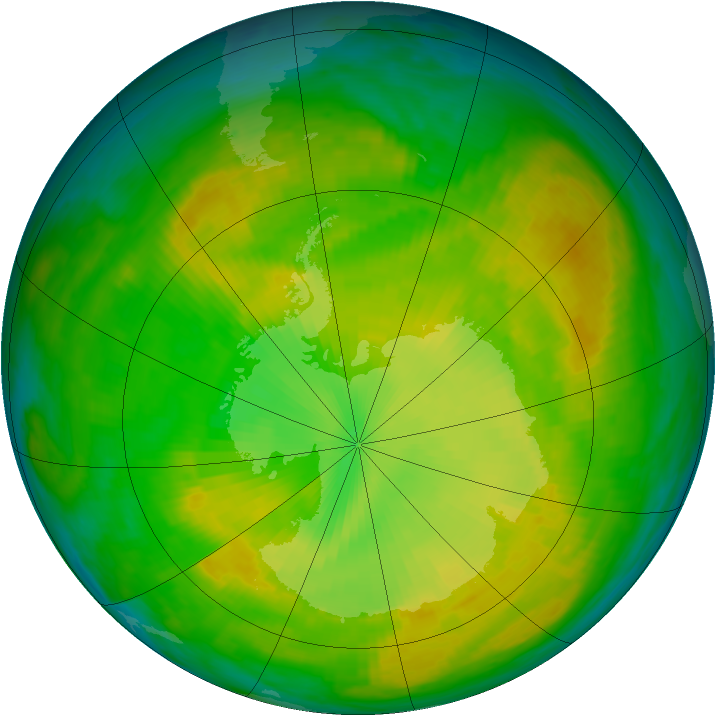 Antarctic ozone map for 05 December 1980